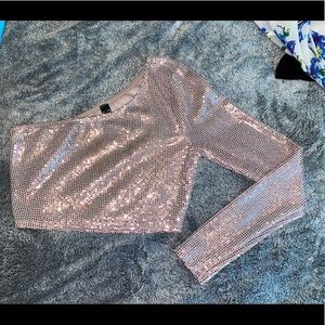 Sequin One arm crop top